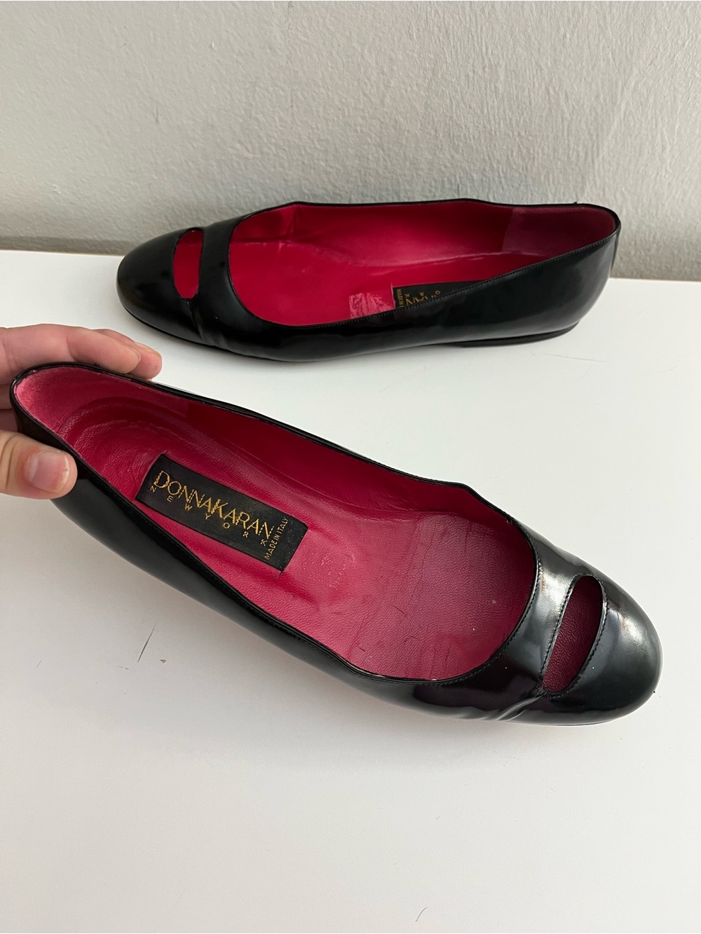 Vintage Donna Karan Patent Leather Cut-Out Ballet Flats Size 7